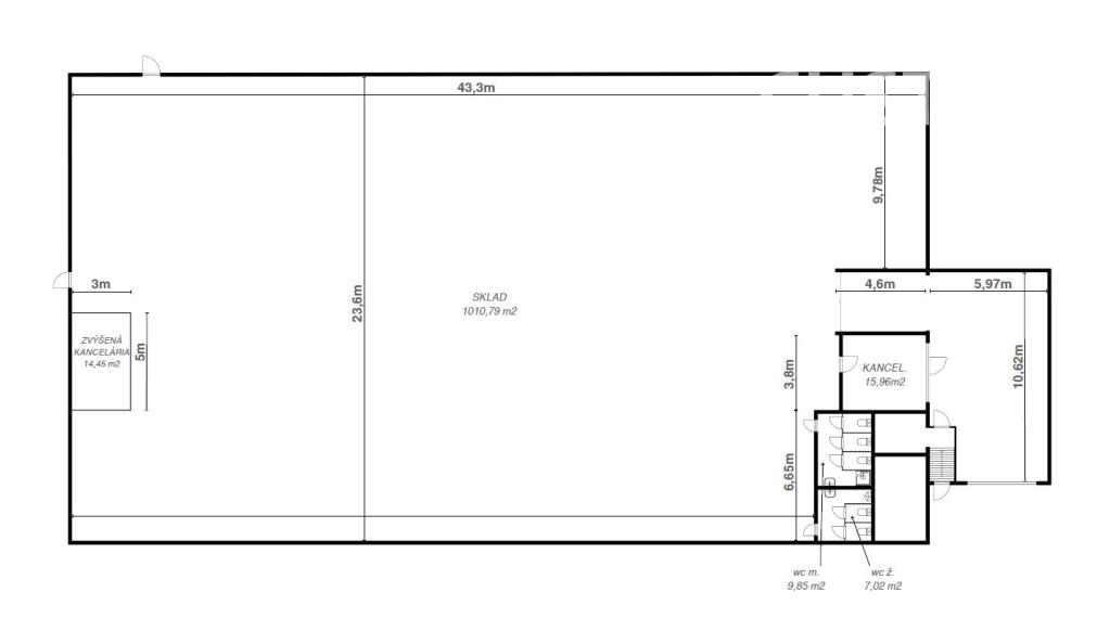 Skladový objekt s rozlohou 1 058 m² v areáli Žilina-Závodie